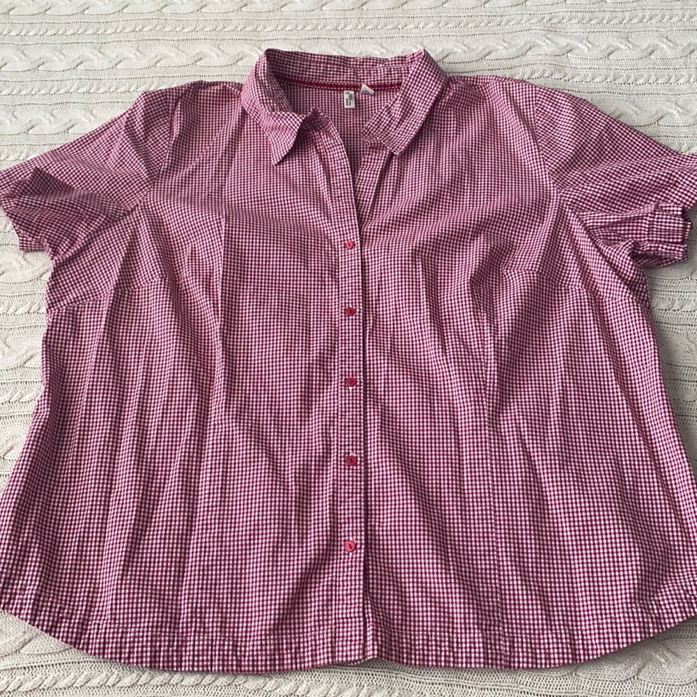 St John’s Bay Plaid Blouse, size 3X